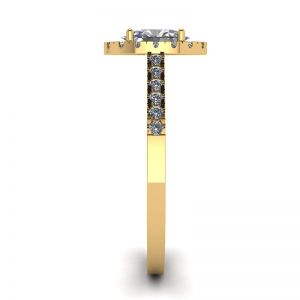 Кольцо из белого золота с бриллиантом овал с паве  - Фото 2