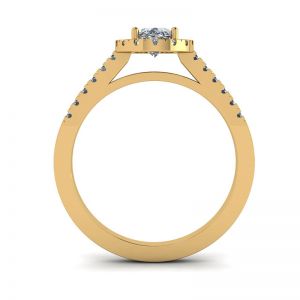 Кольцо из белого золота с бриллиантом овал с паве  - Фото 1