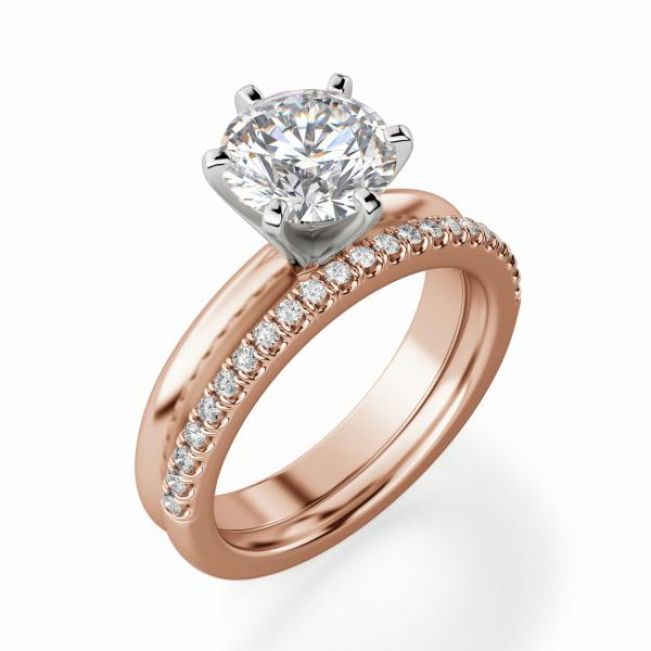 Классическое кольцо с бриллиантом из розового золота - Фото 2