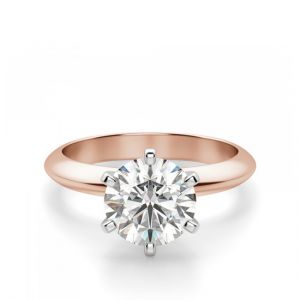 Классическое кольцо с бриллиантом 1 карат из розового золота