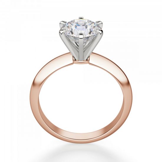 Классическое кольцо с бриллиантом 1 карат из розового золота,  Больше Изображение 2