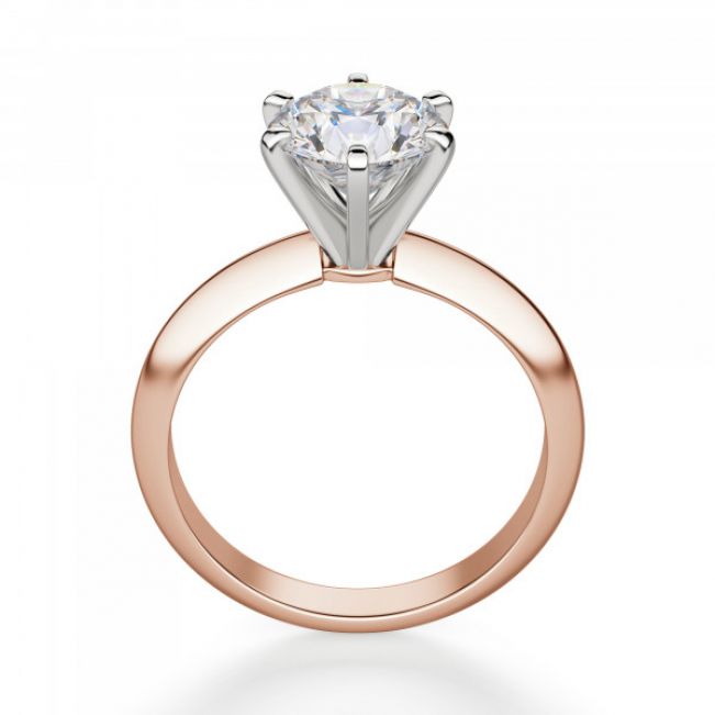 Классическое кольцо с бриллиантом из розового золота - Фото 1