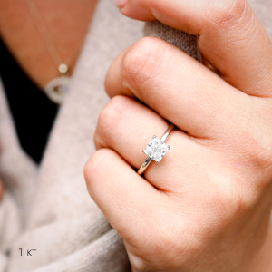 Кольцо с бриллиантом Принцесса 1 карат - Фото 3