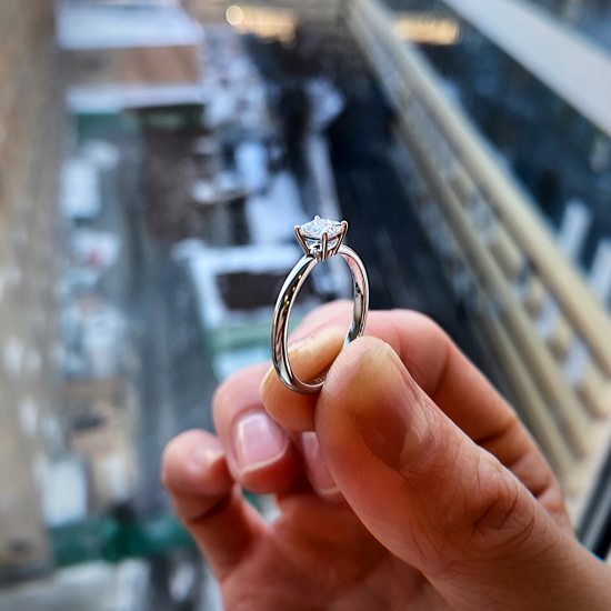Кольцо с бриллиантом Принцесса 0.3 карата,  Больше Изображение 4