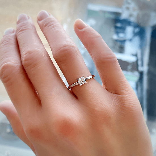 Кольцо с бриллиантом Принцесса,  Больше Изображение 6