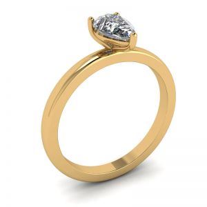 Кольцо с бриллиантом Груша из золота - Фото 3