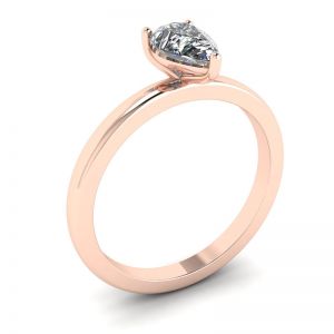 Кольцо с бриллиантом Груша из розового золота - Фото 3
