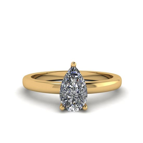 Кольцо с бриллиантом Груша из золота, Больше Изображение 1