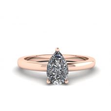 Кольцо с бриллиантом Груша из розового золота