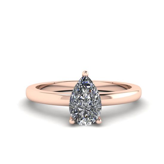 Кольцо с бриллиантом Груша из розового золота, Больше Изображение 1