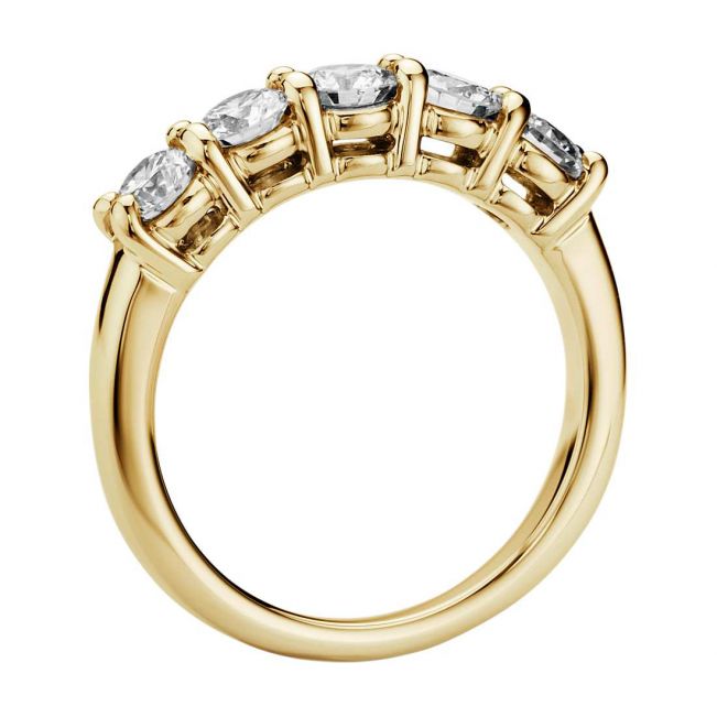 Кольцо с 5 бриллиантами из желтого золота - Фото 1