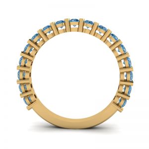 Кольцо дорожкой из 17 голубых сапфиров  - Фото 1