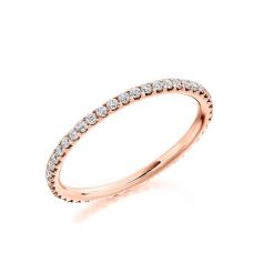 Тонкое кольцо дорожка с бриллиантами из розового золота