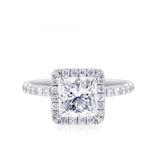 Классическое кольцо с бриллиантом Принцесса в обсыпке, Изображение 1