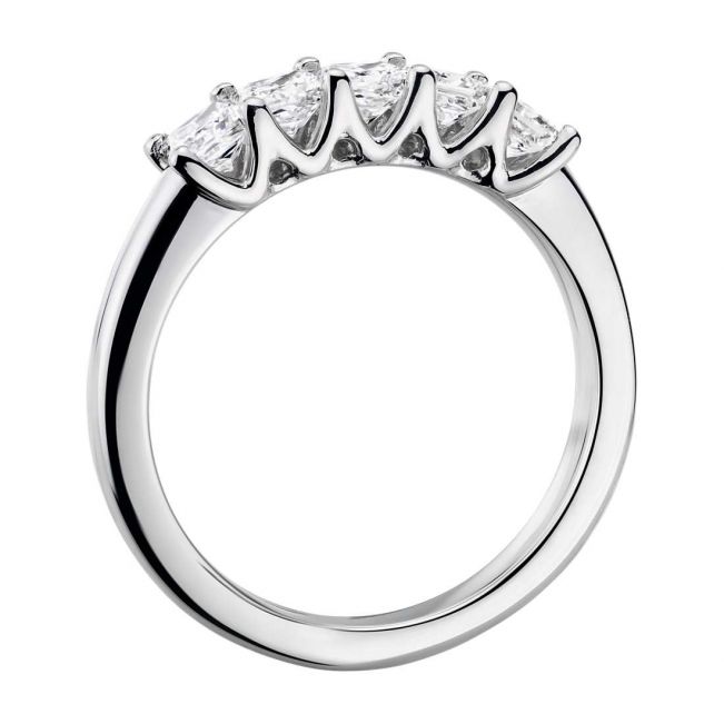 Кольцо дорожка с 5 бриллиантами огранки принцесса - Фото 1