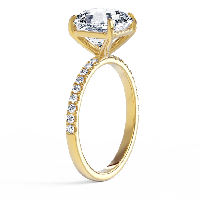 Кольцо с бриллиантом Ашер 1 карат из золота - Фото 1
