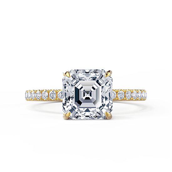 Кольцо с бриллиантом Ашер 1 карат из золота