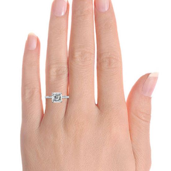 Кольцо с бриллиантом формы Ашер,  Больше Изображение 3