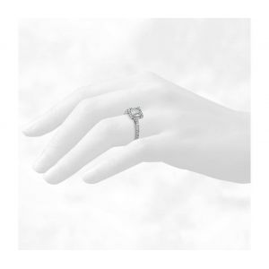 Кольцо с бриллиантом огранки ашер в ореоле - Фото 2