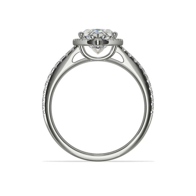Кольцо с бриллиантом огранки маркиз в ореоле - Фото 1