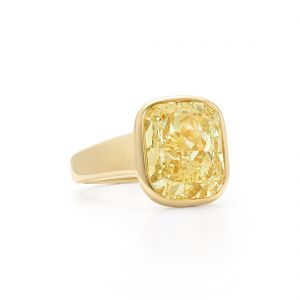 Широкое кольцо с желтым бриллиантом из желтого золота - Фото 1