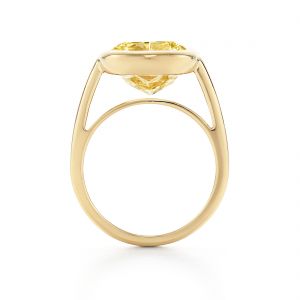 Широкое кольцо с желтым бриллиантом из желтого золота - Фото 2