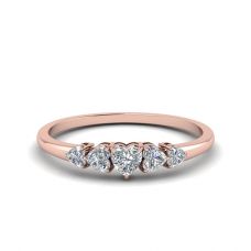 Кольцо с 5 бриллиантами огранки Cердце из розового золота