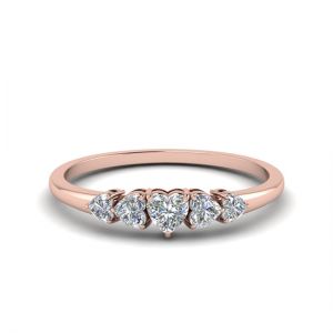 Кольцо с 5 бриллиантами огранки Cердце из розового золота