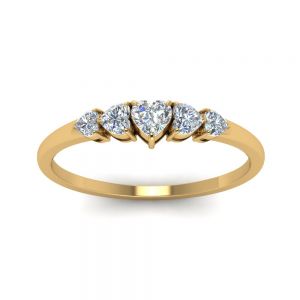 Кольцо с 5 бриллиантами сердечками из золота - Фото 1