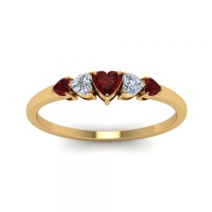 Кольцо с бриллиантами и рубинами Сердцами - Фото 1