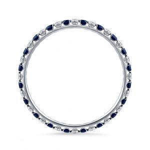 Кольцо дорожка с сапфирами и бриллиантами по кругу - Фото 3