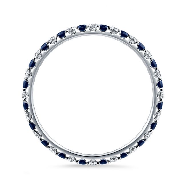 Кольцо дорожка с сапфирами и бриллиантами по кругу - Фото 3