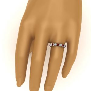 Кольцо дорожка с бриллиантами и рубинами - Фото 3