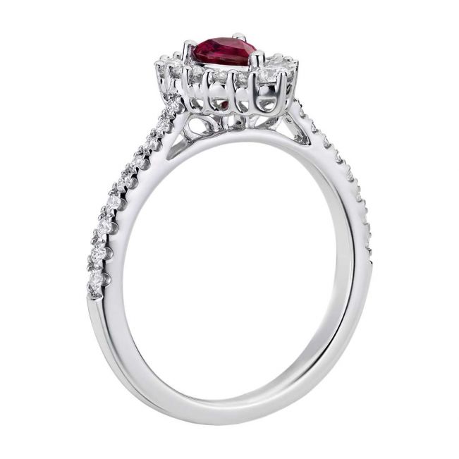 Кольцо с рубином и широким ореолом бриллиантов - Фото 1