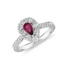 Кольцо с рубином и широким ореолом бриллиантов