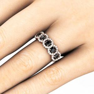 Кольцо с 5 черными бриллиантами - Фото 3