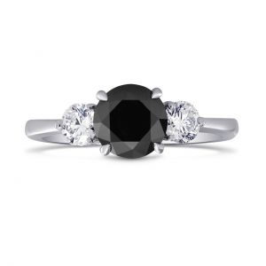 Кольцо с белым и черными бриллиантами - Фото 1