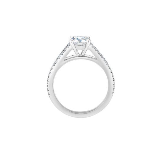 Кольцо с бриллиантом и дорожкой V,  Больше Изображение 3