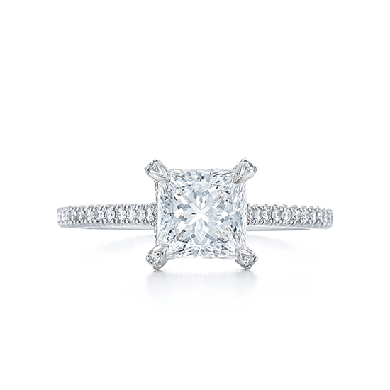 Кольцо с бриллиантом Принцесса со скрытым паве под камнем, Изображение 1