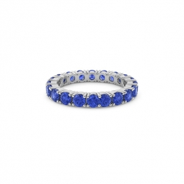 Кольцо дорожка из сапфиров круглой огранки