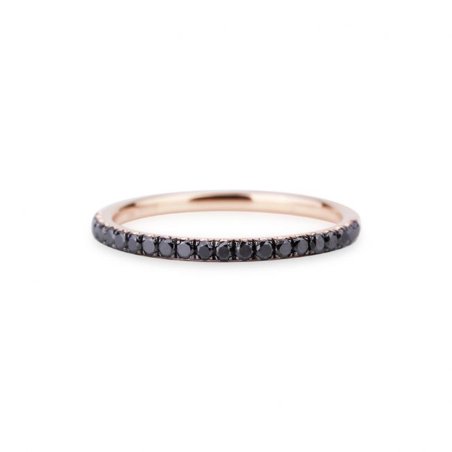 Кольцо полудорожка с черными бриллиантами - Фото 1
