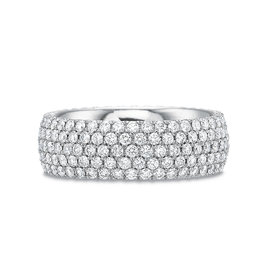 Широкое кольцо с 5 дорожками из бриллиантов, Больше Изображение 1