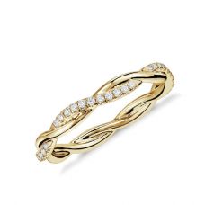 Плетеное кольцо дорожка с белыми бриллиантами