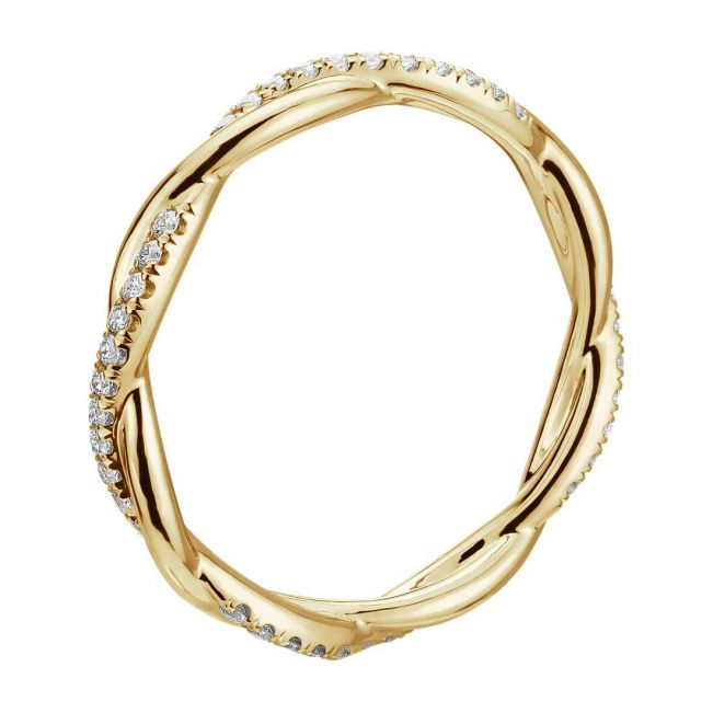 Плетеное кольцо дорожка с белыми бриллиантами - Фото 1