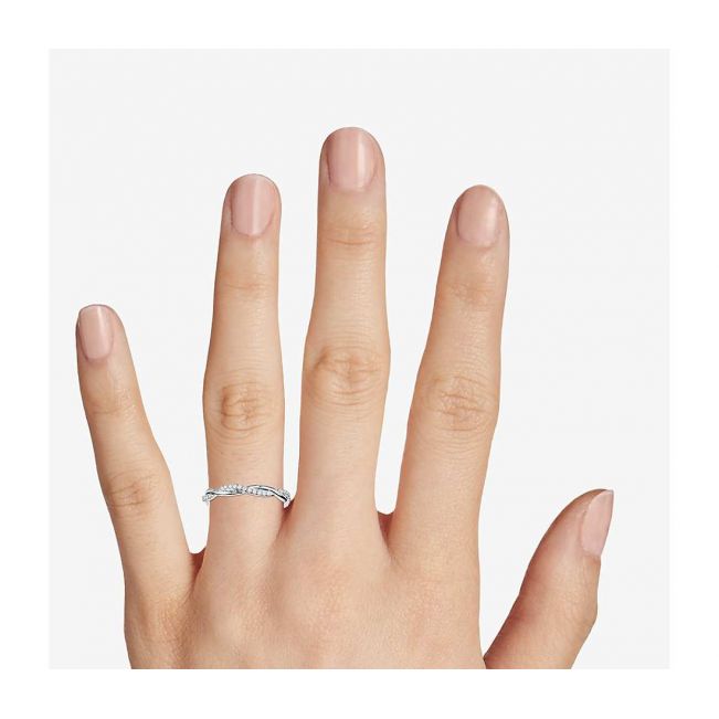 Плетеное кольцо дорожка с белыми бриллиантами - Фото 4