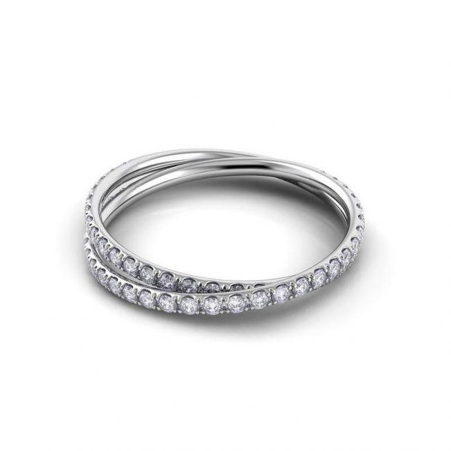 Дизайнерское кольцо с переплетением полудорожек с бриллиантами - Фото 2