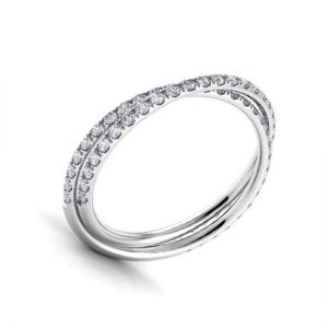 Дизайнерское кольцо с переплетением полудорожек с бриллиантами