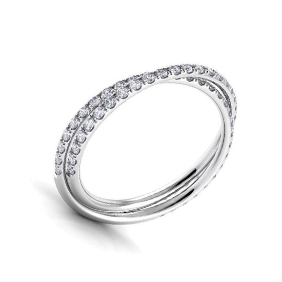 Дизайнерское кольцо с переплетением полудорожек с бриллиантами, Больше Изображение 1