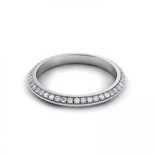 Тонкое кольцо с бриллиантами по кругу в два ряда - Фото 1