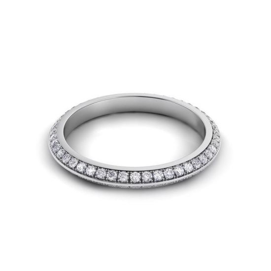 Тонкое кольцо с бриллиантами по кругу в два ряда,  Больше Изображение 2